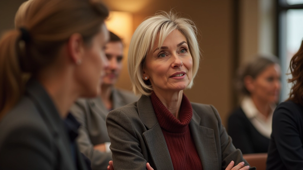 Coach facilitating group discussion with thoughtful listening and engagement